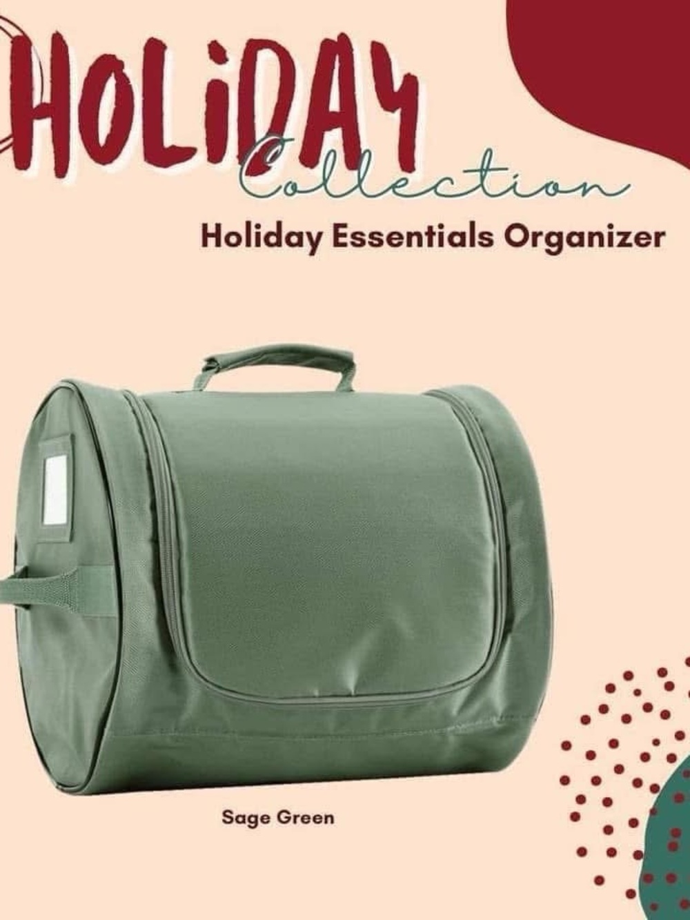 Thirty-one Sage Green Holiday Essentials Organizer Bag